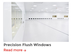 Precision flush cleanroom windows